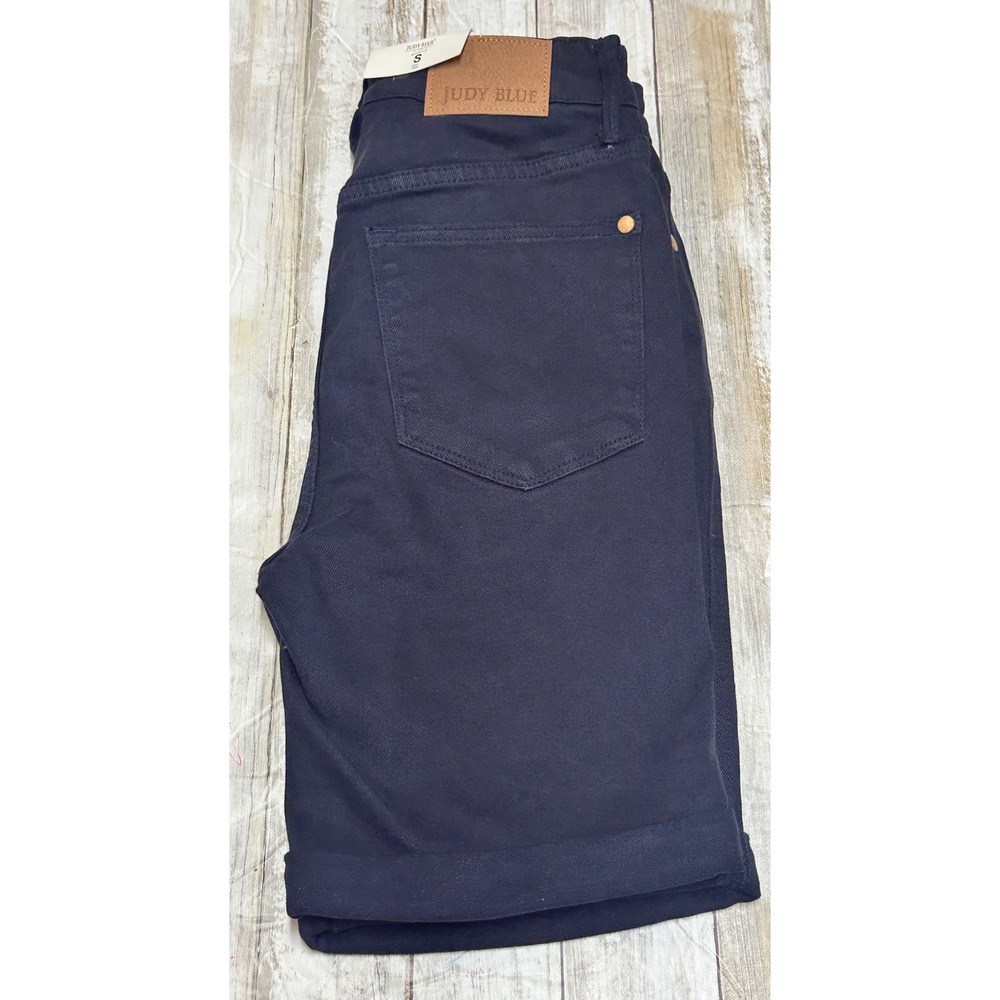 Judy Blue Navy High Waist Tummy‎ Control Denim Shorts Cuffed Women's size small